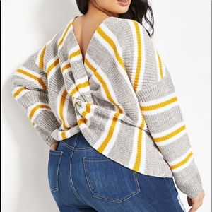 STRIPED KNOT BACK SWEATER